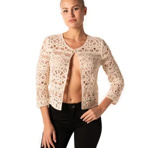 cardigan macrame colore avorio