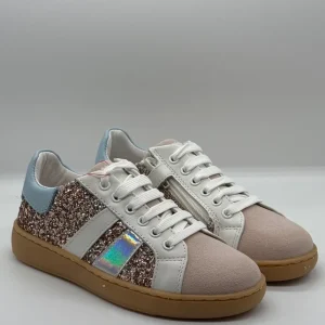BALDUCCI - Sneakers rosa con glitter er effetto oleografico bambina
