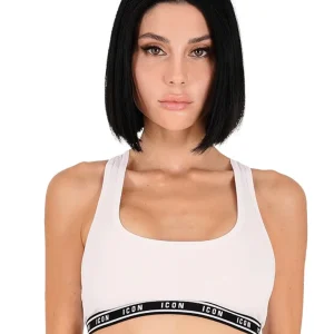 ICON - UNDERWEAR - Top bianco con elastico nero logato donna