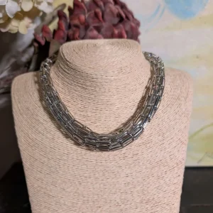 COLLANA LUDO MAGLIA TUBOLARE OVER  ARGENTO - NALI'